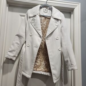 Jou Jou Women's Cream Double-Breasted Trench Coat